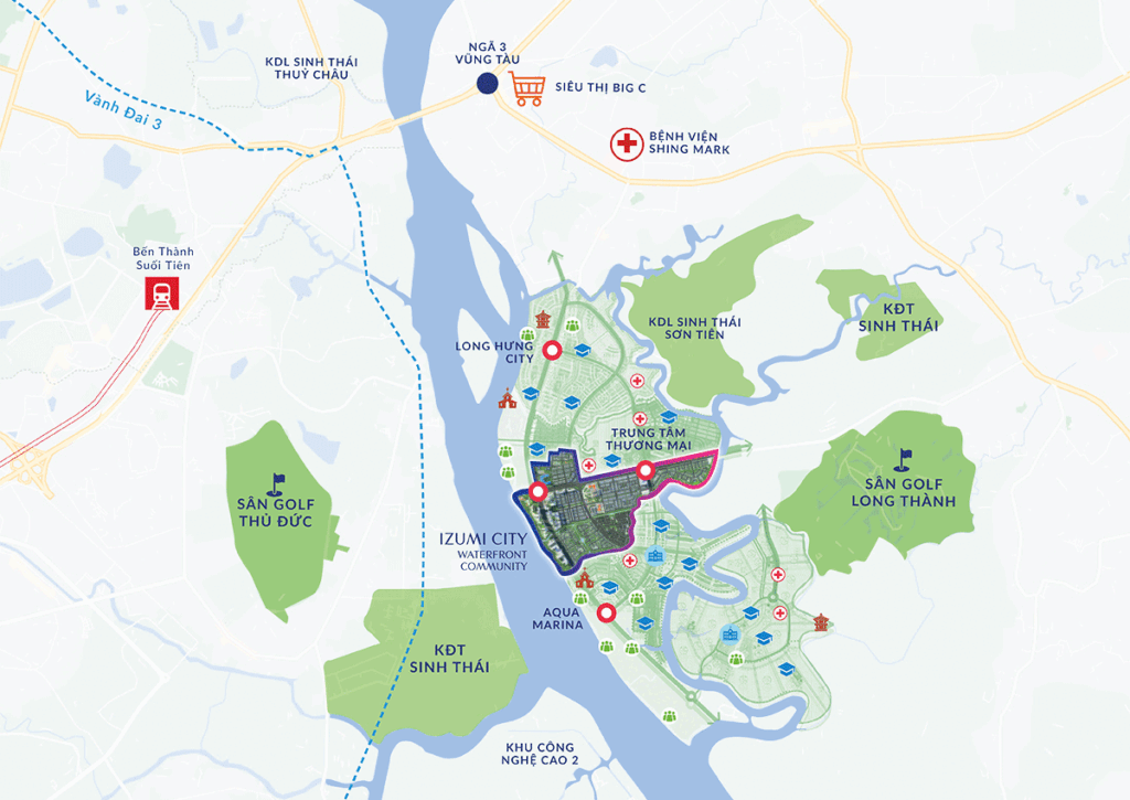 Vị trí dự án izumi city biên hòa đồng nai